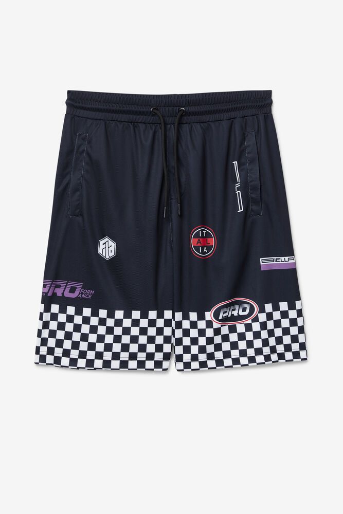 Fila Exzone Checkered Black Shorts Mens - NZ 34672-ZAWS